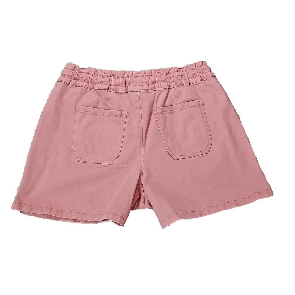 Paperbag Short Women L Rose Stretch Relax Fit NEW Pockets Pull on Ruffle Waist - Picture 7 of 9